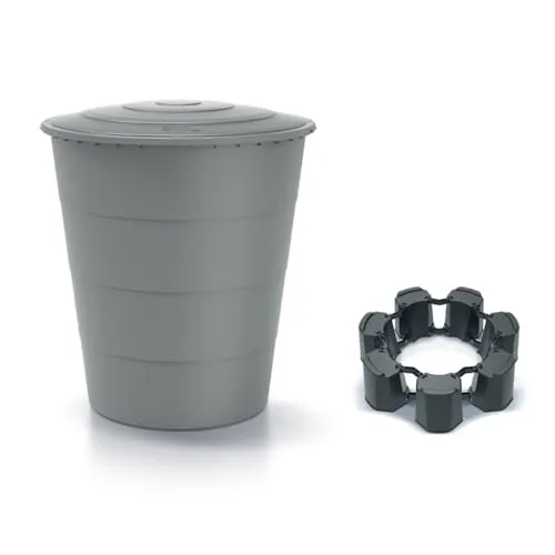 Kreher® XXL Regentonne 'Smooth' 510L - Regentonne aus robustem Kunststoff mit 510 Litern Volumen, ideal zur umweltfreundlichen Gartenbewässerung. Modernes Design in Grau oder Anthrazit, optional mit Standfuß für einfache Entnahme.