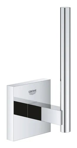 GROHE Start Cube Reservepapierhalter - Wandmontage, chrom - Toilettenpapierhalter mit verdeckter Befestigung für elegante Optik, flexible Montage durch Bohren oder Kleben, ideal für modernes Badezimmerdesign.