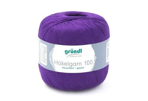 Gründl Häkelgarn 100, Baumwolle dünn zum Häkeln Handarbeiten DIY, 100g Häkelwolle, 566,00 m (Baumwollgarn, Filethäkelgarn), 60° waschbar