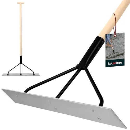 KOTARBAU® Betonverteiler 625x325 mm mit Holzstiel - Glätter für Betonarbeiten, ideal zum Nivellieren und Glätten von frischem Beton – robust, leicht und für Profis sowie Heimwerker geeignet.