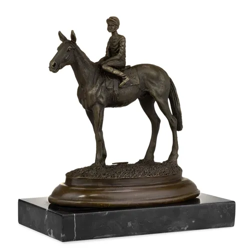 Moritz Dekofigur Ross und Reiter - Dekofiguren: Handgefertigte Bronze-Skulptur mit beeindruckenden Details, ideal als Geschenk für Pferdeliebhaber und Blickfang für jedes Zuhause.