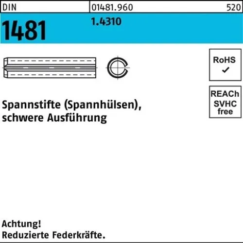 50er PACK(Stk)  001481960000040030 Spannstift DIN 1481 4 x 30 1.4310 schwere Aus