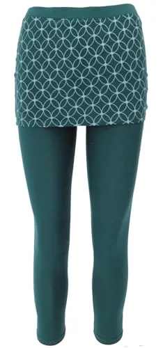 GURU SHOP Yoga-Hose mit Minirock - Flower of Life, Damen, Größe L - Bequeme und elastische Yogahose aus hochwertiger Bio-Baumwolle. Ideal für Yoga und Freizeit, vereint Stil und Komfort in einem femininen Design.
