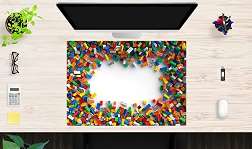 Schreibtischunterlage für Kinder – Legoteile – Schreibunterlage aus Premium Vinyl – Made in Germany (70 x 50 cm)