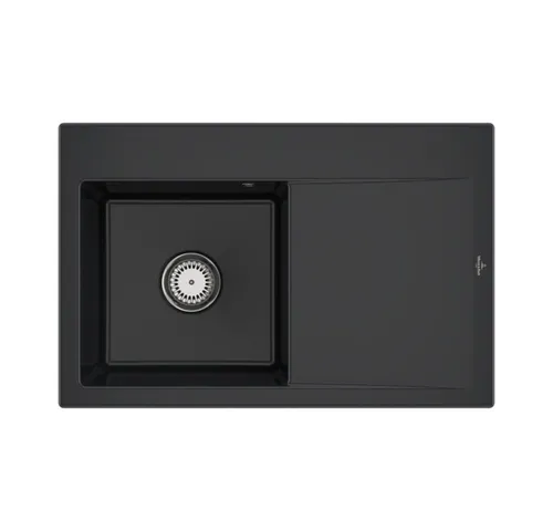 Villeroy & Boch Einbau-Küchenspülbecken „Subway Style“ 45 in Pure Black - Sanitäranlagen & Zubehör, elegantes Design mit Handbetätigung und praktischer Ablaufgarnitur für eine stilvolle Küche.