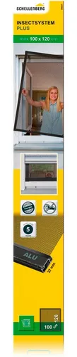 Schellenberg Insektenschutzfenster PLUS, 1 m x 1,2 m - Fliegengitter mit stabilen Aluminiumprofilen und reißfestem Fiberglasgewebe in Anthrazit, bietet optimalen Schutz vor Insekten, einfach einhängbar und passt hinter Rolläden.