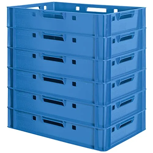 Stück E1 Fleischkisten Blau Kisten Eurobox Lebensmittelecht Metzgerkiste Box Aufbewahrungsbox Kunststoff Wanne Plastik Stapelbar Lagerkisten 60 x 40 Kingpower 6