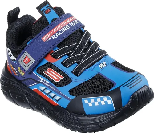Skechers Skech Tracks 402303L-BLRD Kinder Sneaker - Bequeme Kindersneaker in Blau-Rot mit Automotiv-Design. Aus Synthetik und Mesh, ausgestattet mit einem verstellbaren Ristriemen und gepolsterter Innensohle für optimalen Tragekomfort.
