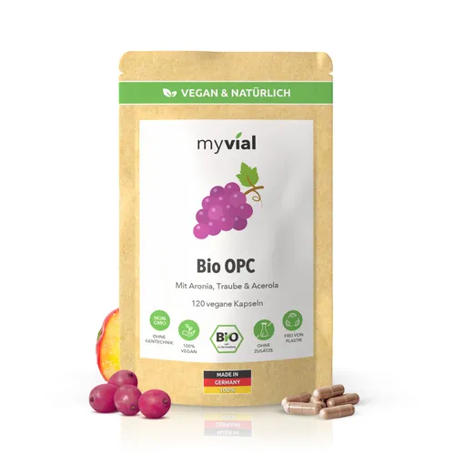 Bio OPC Traubenkernpulver + Bio Vitamin C Kapseln 120 Stück vegan für 2 Monate