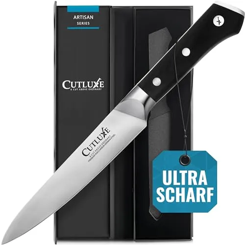 Cutluxe Profi Allzweckmesser 14cm – Universal Küchenmesser Kochmesser Fleischmesser Gemüsemesser Fischmesser – hochwertiger deutscher Qualitäts-Stahl – ergonomisches Design & extrem scharf