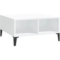 vidaXL Hochglanz-Weiß Couchtisch 60x60 cm - Stylischer Couchtisch in Hochglanz-Weiß mit stabilen Metallbeinen und 4 Fächern für optimalen Stauraum. Ideal für modernes Wohnen und leicht zu reinigen.
