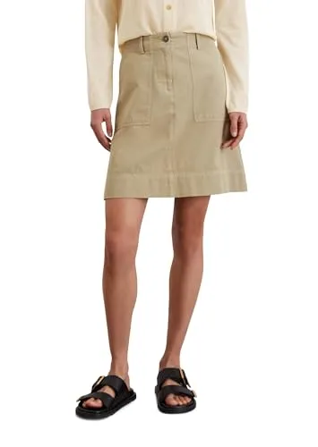 Marc O'Polo Damen Minirock - Beige (Summer Sand) im Tailored Fit - Röcke für Damen aus einem komfortablen Baumwoll-Leinen-Mix, ideal für einen lässigen Sommerlook.
