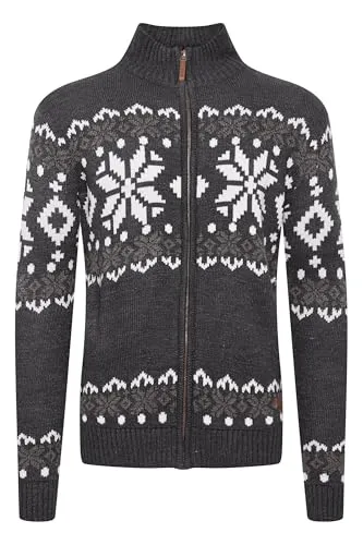 !Solid SDNoran Herren Strickjacke Cardigan mit Norweger Muster - Strickjacke für Herren im Grobstrick-Design mit hochabschließendem Kragen und Reißverschluss. Ideal für Freizeit, Büro oder festliche Anlässe, aus nachhaltigen Materialien gefertigt.