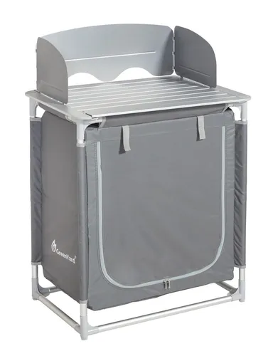 Tragbarer Camping Kochtisch mit Windschutz – Schwarz/Silber