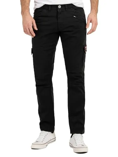 Rock Creek Herren Hose Stretch Cargo Basic Sommer Hose Regular Fit Lange Hose Stoff Hose Sommerhose Männerhose H-398 Schwarz W30 L30