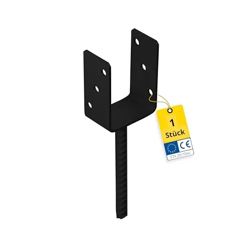 DMX - U Pfostenträger - Pfostenanker - Holzverbinder - Balkenschuh U profil - Pfostenträger 70x70 - Pfostenträger zum einbetonieren - Stützenfuß für Zaunpfosten, Holzpfosten, Terrasse, Carport