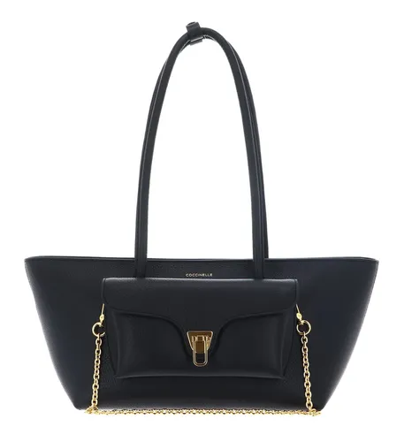 Coccinelle Beat Double Schultertasche - Damen in Schwarz - Elegante Schultertasche aus genarbtem Leder, ideal für den täglichen Gebrauch und stilvolle Auftritte.