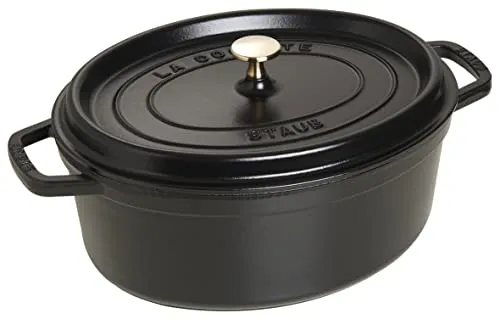 Staub La Cocotte 41cm oval schwarz, Gusseisen - Auflaufformen: Hochwertige Gusseisen-Kochform für gleichmäßige Wärmeverteilung und perfekte Garergebnisse, ideal für kreative Kochabende.