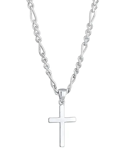 Kuzzoi Herren Halskette mit Kreuz Anhänger - Ketten für Herren: Hochwertige 60 cm lange Kette aus 925 Sterling Silber mit glänzend poliertem Kreuz-Anhänger, ideal als modisches Accessoire und Geschenkidee.