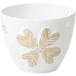 räder Poesielicht klein Glückslicht Windlicht Porzellan Weiß - Elegantes Windlicht aus feinem Porzellan mit goldener Verzierung. Ideal für Teelichter und kleine Kerzen, schafft es eine warme Lichtatmosphäre und setzt stilvolle Akzente in jedem Raum.