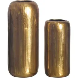 Livetastic Dekovase aus Metall in Gold, handgemacht - Elegante runde Dekovase, 16x40.5x16 cm, ideal für frische Blumen und stilvolle Dekoration in Ihrem Zuhause.