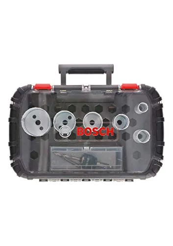 Bosch Accessories Professional 9 tlg. Lochsäge Progressor Set - Lochsägen für Holz und Metall, Ø 22-65 mm, mit langlebigem Bi-Metall und einfachem Wechsel durch Power Change Plus Adapter.