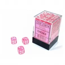 Chessex Würfel - 12 mm - Translucent Pink/white (Würfelset 36 x W6) 293604