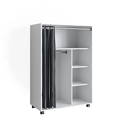 Vicco Kleiderschrank Doros, Flügeltürenschrank in Weiß, 100 x 146.6 cm
