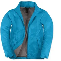 B&C JM825 Herren Multi-Active Jacke mit versteckter Kapuze - Atoll/Warm Grey - Größe XL - Vielseitige Herrenjacke aus 100% Polyester, wasserabweisend und winddicht. Mit verstellbarer Kapuze und zwei Reißverschlusstaschen für praktischen Nutzen. Ideal für Outdoor-Aktivitäten.