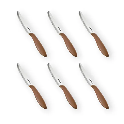Tescoma scharfe Tafelmesser Set 6 teilig PRESTO braun Tafelmesser Wellenschliff
