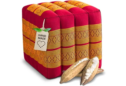 livasia Polsterhocker Würfelkissen, vegan und handgefertigt, 40x40x40cm - Vielseitiger Polsterhocker aus 100% Kapok, ideal für gemütliche Stunden drinnen und draußen. Das farbenfrohe Design bringt Urlaubsfeeling in dein Zuhause!