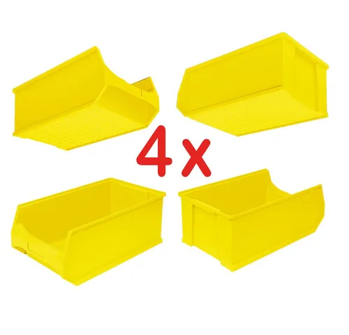 BRB-Lagertechnik Kleinteilemagazin 4x Sichtbox PROFI LB 2 - Praktisches Set mit 4 robusten Sichtlagerboxen aus Polypropylen für effizientes Lagermanagement. Mit großzügigen Außenmaßen von 500x300x200 mm und einem Volumen von 21,8 Litern sind sie ideal für Werkstatt und Produktion.