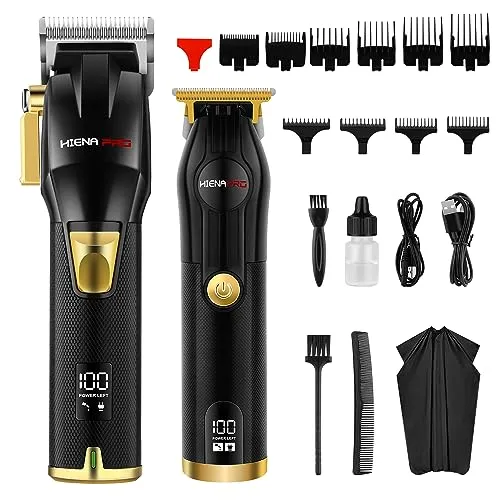 HIENA PRO Haarschneidemaschine - Kabelloses Profi T-Liner-Set - Gesichtshaartrimmer mit leistungsstarkem 10-Watt-Motor, 240 Minuten Laufzeit und LED-Anzeige für präzise Schnitte bei allen Haartypen.