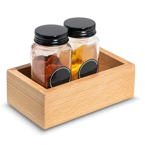 Creative Deco Holzbox Aufbewahrungsbox | 15 x 9 x 5 cm | Holzkiste Klein Ordnungsbox Holz Organizer Box | Buchenholz | Tablett für Kleinigkeiten, Wertsachen, als Gewürz Organizer, Sortierbox