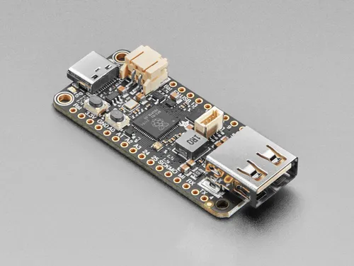 Adafruit Feather RP2040 mit USB-Typ-A-Host - Einplatinenrechner mit USB-Host-Funktionalität, ideal für kreative Projekte. Der RP2040-Chip ermöglicht eine flexible Nutzung von USB-Geräten, während der integrierte LiPo-Laderegler für mobile Anwendungen sorgt.
