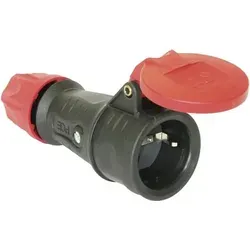 PCE 25622-s Schutzkontaktkupplung Gummi 230 V Schwarz IP44