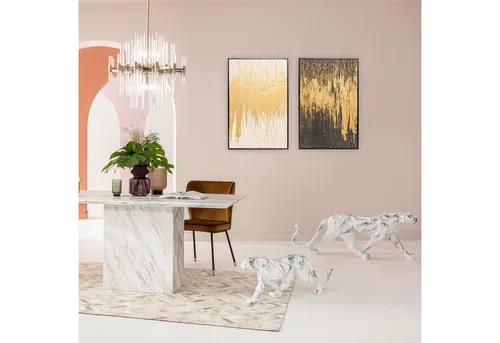 Kare Design Gerahmtes Bild Abstract - Moderne Wanddekoration für Ihr Zuhause: Hochformatiges, handgefertigtes Leinwandbild mit goldenen Akzenten auf schwarzem Hintergrund, ideal für Wohnzimmer oder Home Office.