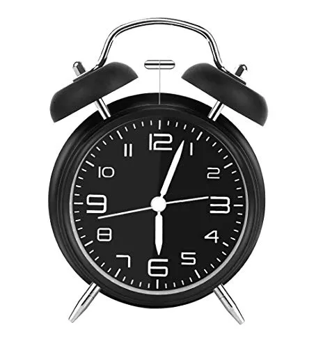 iwobi Doppelglockenwecker mit Nachtlicht, Lauter Alarm, Wecker Analog mit 4 Zoll großes Zifferblatt, kein Ticken, geräuschlos, Wecker Batteriebetrieben (Schwarz)