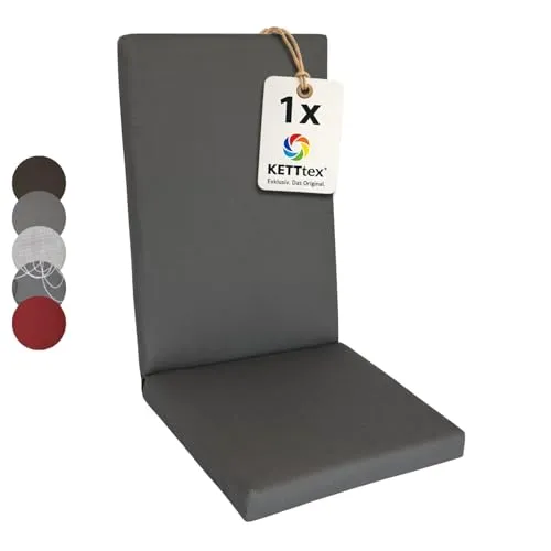 KETTtex Comfort Auflage Hochlehner steingrau I Gartenstuhl Polster 123x50x7/4cm I hochwertige und Pflegeleichte Sesselauflage I Wetter- und formbeständige Stuhlauflage I KTH2 Sitzauflage