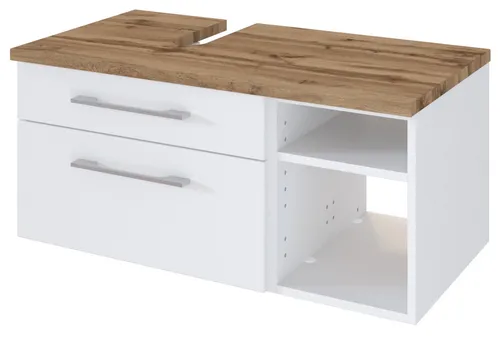 Held Möbel Unterbeckenschrank Davos 90 cm (links) - Badezimmerschrank in modernem Design, aus robustem MDF, ideal für platzsparende Aufbewahrung im Badezimmer.