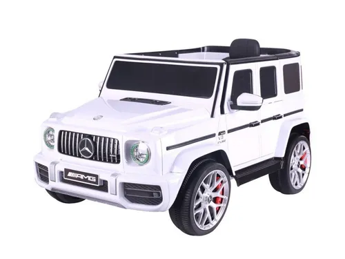 TPFLiving Elektro-Kinderauto Mercedes G63 - Weiß - Elegantes Elektro-Kinderauto Mercedes G63 für realistischen Fahrspaß. Mit Sicherheitsgurt, abschließbaren Türen und 3 Geschwindigkeitsstufen bis 4,5 km/h. Ideal für Kinder bis 30 kg.
