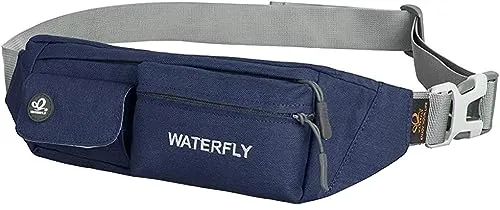 WATERFLY Bauchtasche Damen Herren Klein: Gürteltasche Hüfttasche Stylisch für Sport Joggen Hundetraining Laufen Running Reise Travel Hip Waist Bag Bum Fanny Pack Dunkelblau