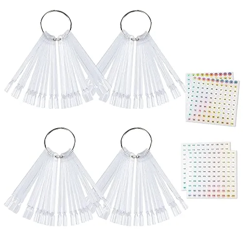 Stück Nagel Stick Display,SUPRROW Nail Art Tips Nagellack Display Ring Stick und 4 Nummern-Aufkleber für Display und Praxis DIY Nail Art Nagelstudios(Transparent) 200