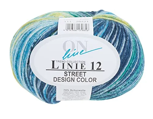 Online Wolle Street Design Color Linie 12 50g 210m Lauflänge 75% Schurwolle 25% Polyamid Farbe 111