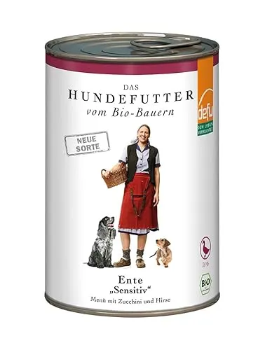 defu Hundefutter | 1 x 410 g | Bio Ente Sensitiv | Premium Bio Nassfutter Menü | Alleinfuttermittel für Hunde