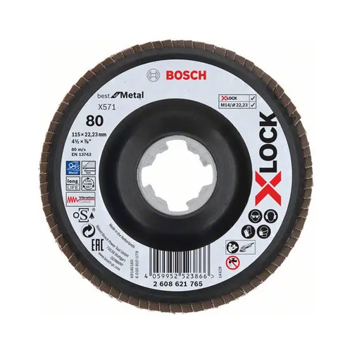 Bosch Professional X-LOCK Faecherscheibe BfM Ø115mm K80 X571 1 Stück 2608619199