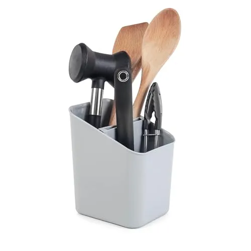 KADAX Abtropfständer für Besteck, Abtropfkorb für Küche, Besteckkorb, Abflusshalter, Besteck-Organizer, Ständer zum Abtropfen von Besteck, Abflussbox (Hellgrau)