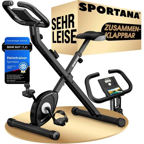 Sportana Heimtrainer Eagle 2 klappbar - Fahrradergometer mit 10 Widerstandsstufen, 7 Sitzhöhen und LCD-Display für individuelles Training. Ideal für platzsparendes Heimtraining.