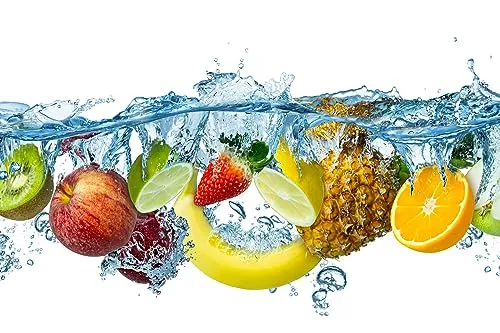 Queence Küchen Spritzschutz Obst & Früchte 60x40 cm - Spritzschutz für die Küche aus hitzebeständigem Alu-DiBond, schützt vor Fettspritzern und ist leicht zu reinigen – ideal für eine moderne Küchengestaltung.