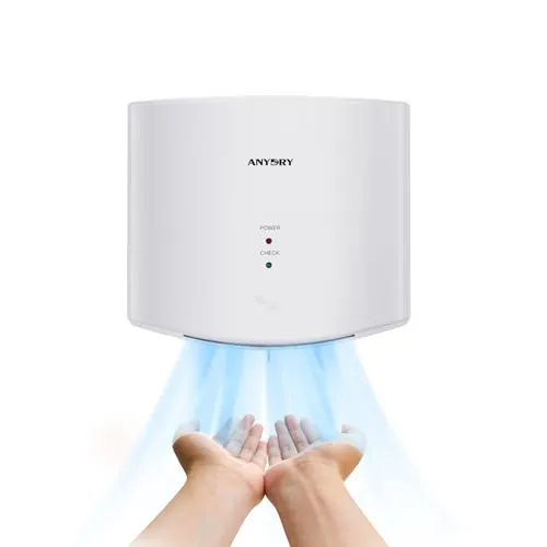 anydry 2630S Kompakter Händetrockner - Händetrockner für Wandmontage, super schnell mit 0,2 Sekunden Induktion und energiesparend dank Smartwarm-System, ideal für gewerbliche und private Nutzung.